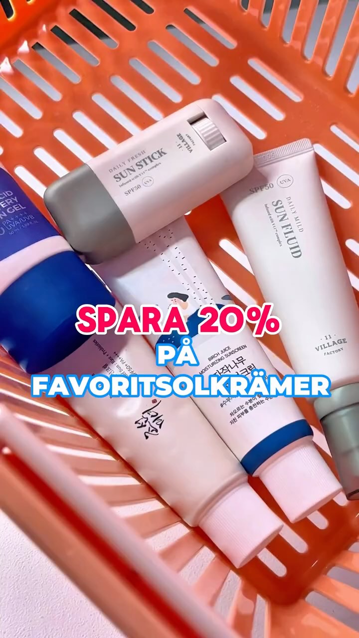 ☀️ Spara 20-25% på populära solkrämer 
Vi har sänkt priset på våra mest populära solkrämer så att du kan möta sommaren med det perfekta solskyddet🫶🏻

#spf #solskydd #koreanskhudvård #surisuri #roundlab #beautyofjoseon #isntree #village11factory